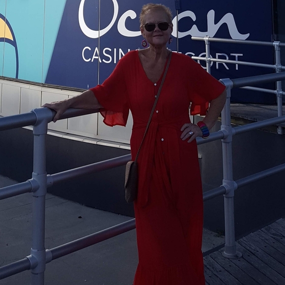 Umgee - Red flowy jumpsuit; BOHO - Picture 7 of 7